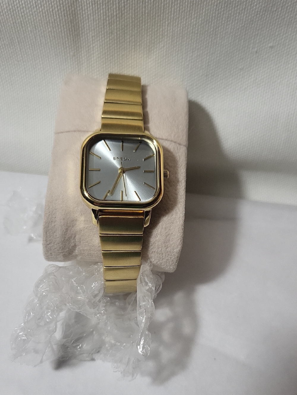 Breda Women's Gold Tone Square Watch Gold/Silver Dial. Not Original Pack. #008